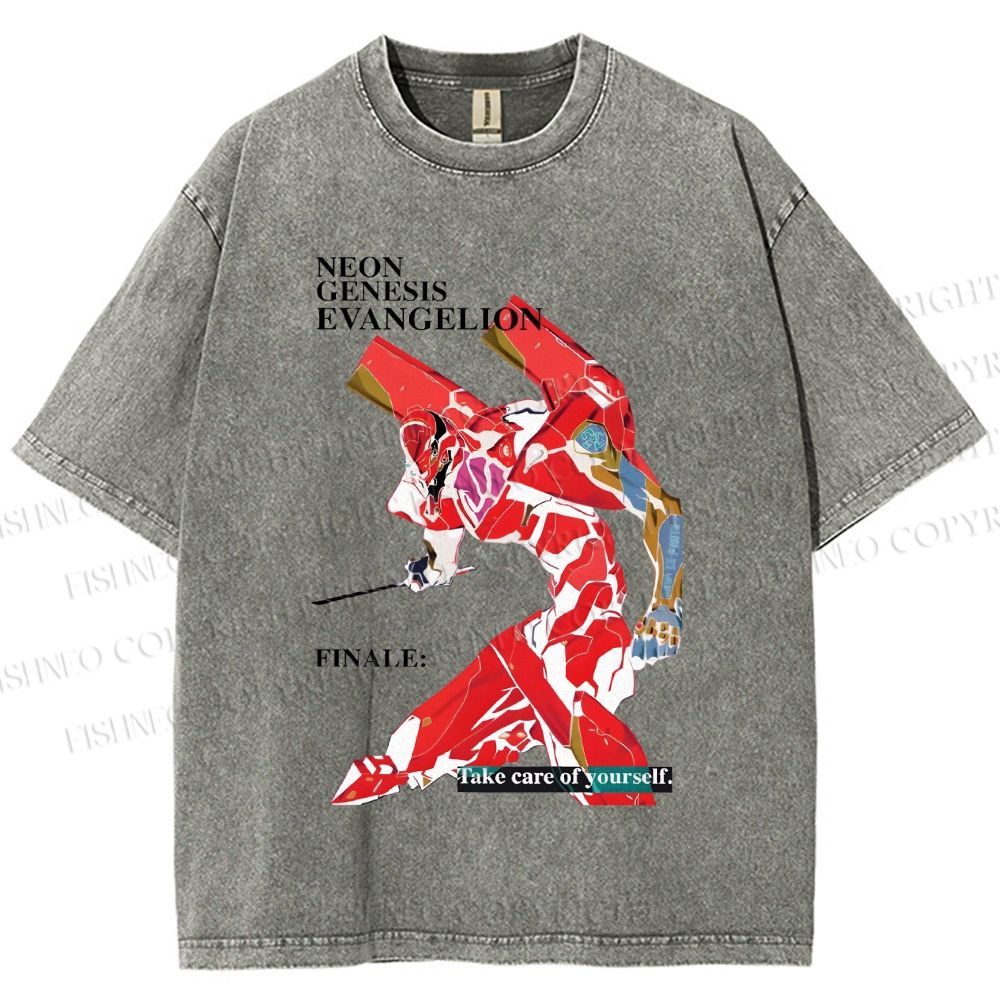 Unisex Neon Genesis Evangelion Printed Washed Tee