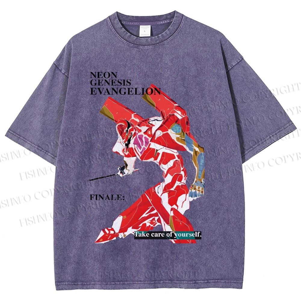 Unisex Neon Genesis Evangelion Printed Washed Tee