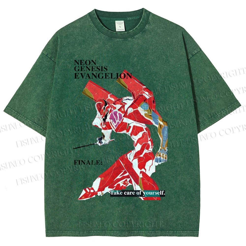 Unisex Neon Genesis Evangelion Printed Washed Tee
