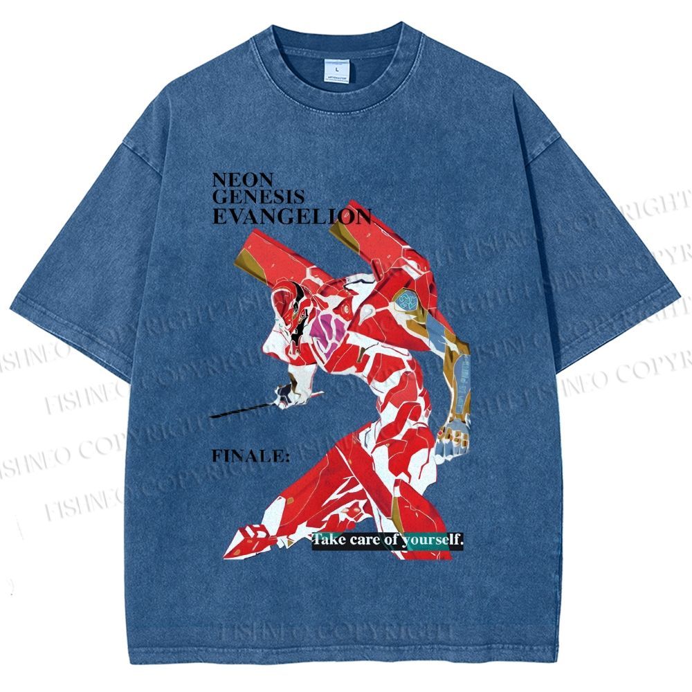 Unisex Neon Genesis Evangelion Printed Washed Tee