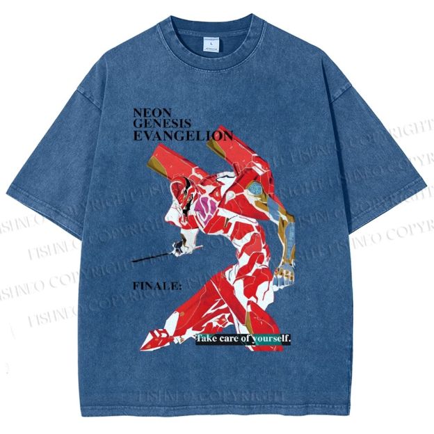 Unisex Neon Genesis Evangelion Printed Washed Tee