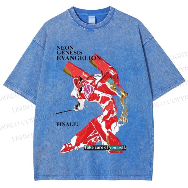 Unisex Neon Genesis Evangelion Printed Washed Tee
