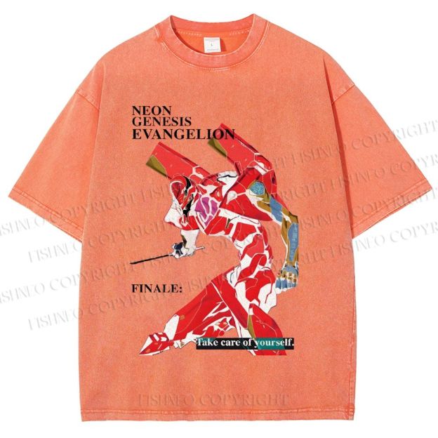 Unisex Neon Genesis Evangelion Printed Washed Tee