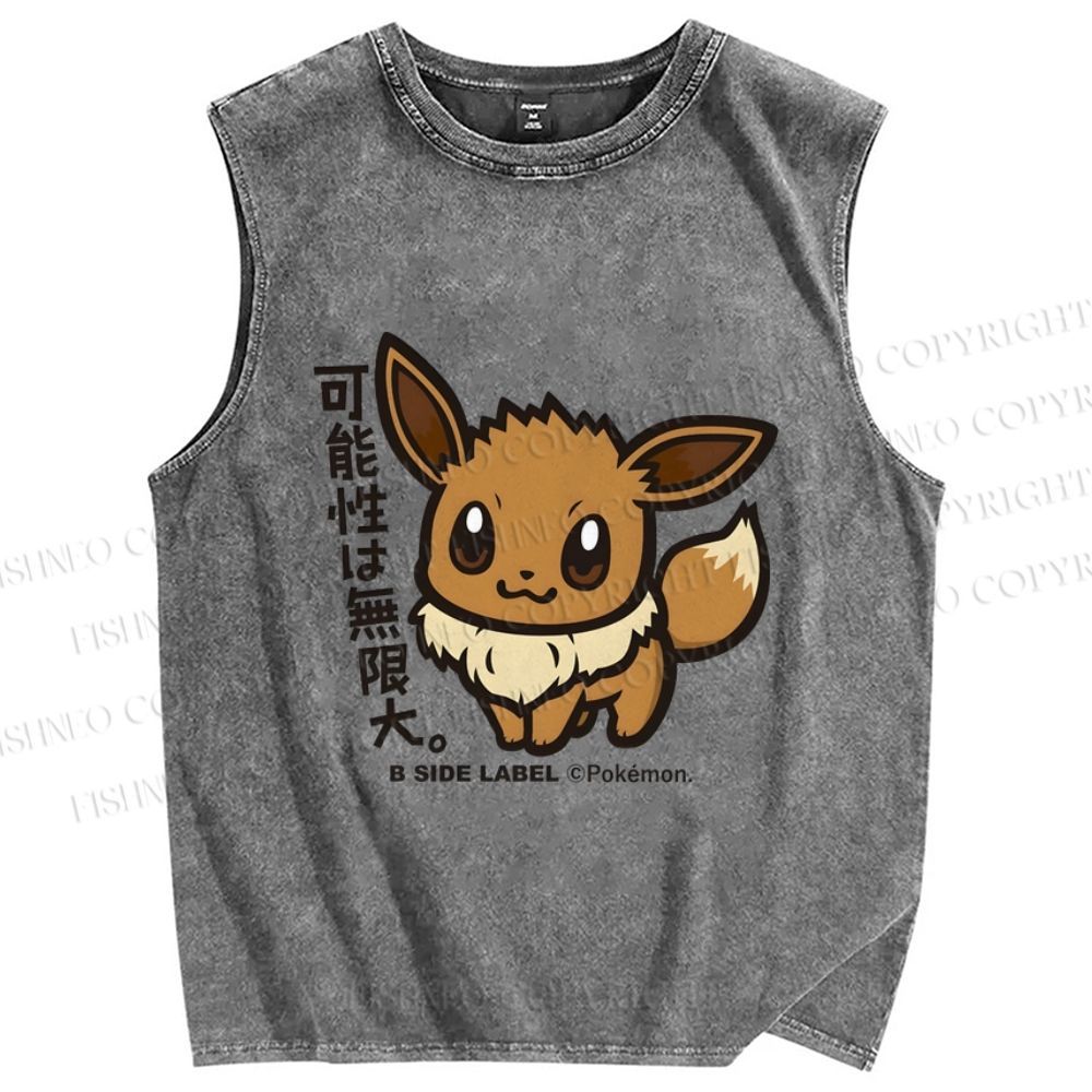 Unisex Eevee Printed Washed Tank Top