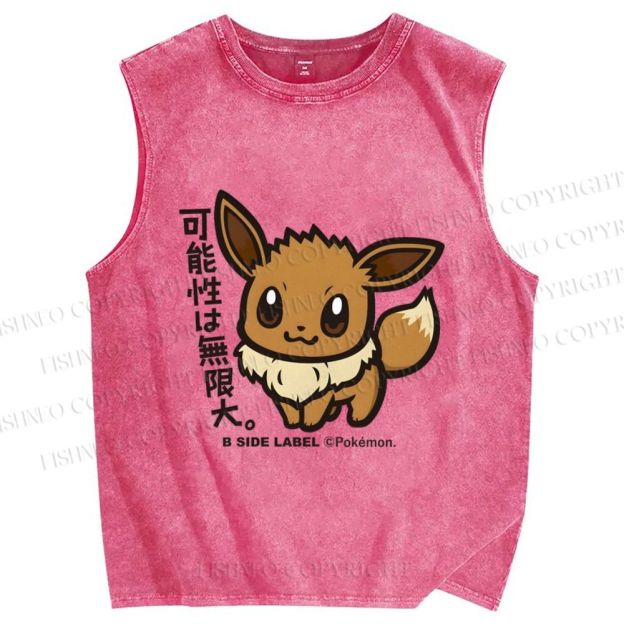 Unisex Eevee Printed Washed Tank Top