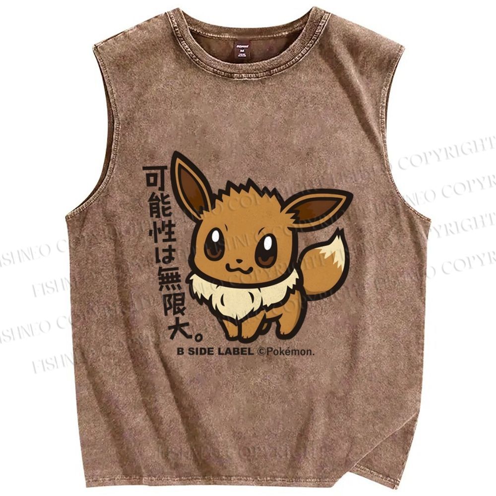 Unisex Eevee Printed Washed Tank Top