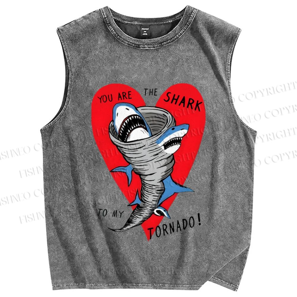 Unisex You Are The Shark To My Tornado Printed Washed Tank Top