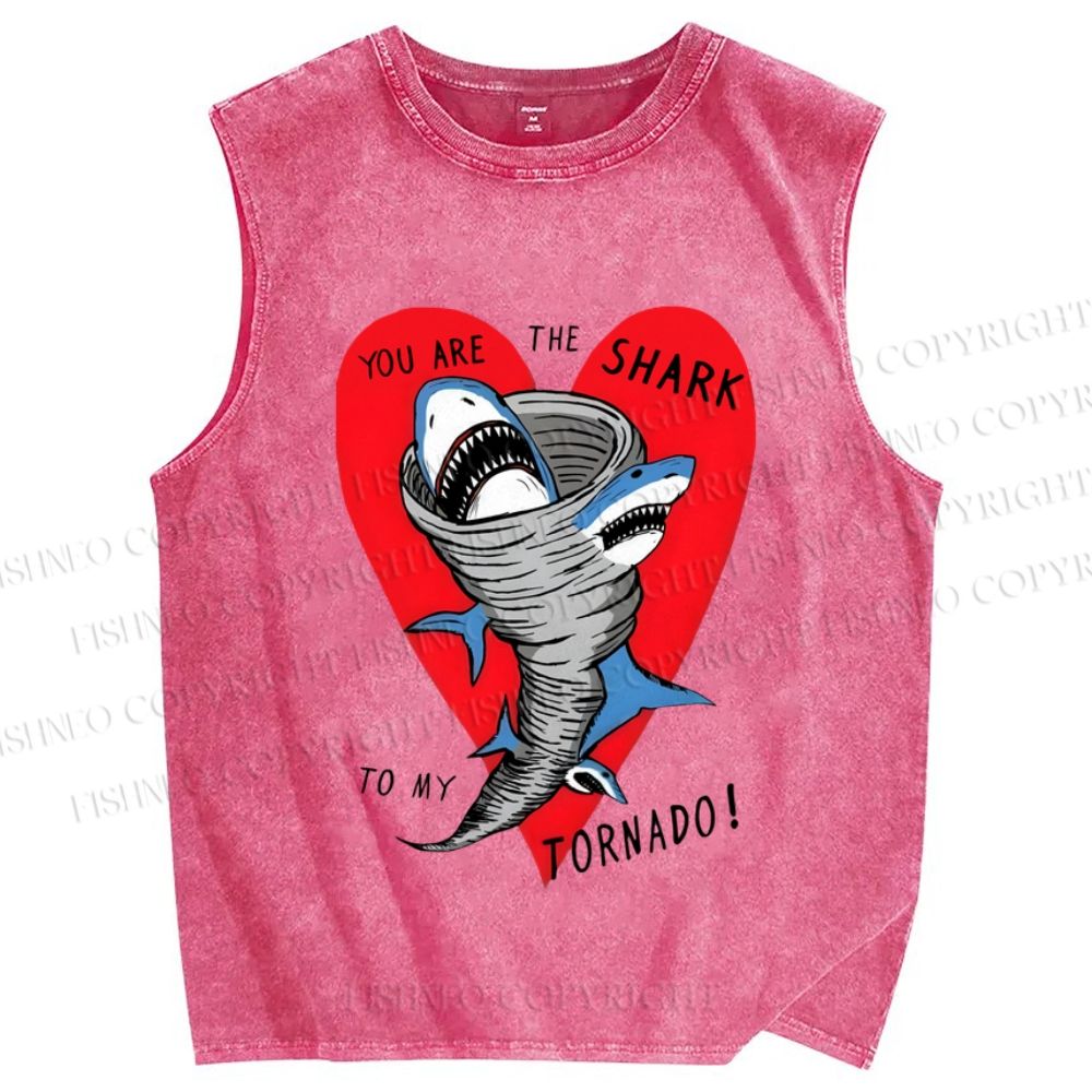 Unisex You Are The Shark To My Tornado Printed Washed Tank Top