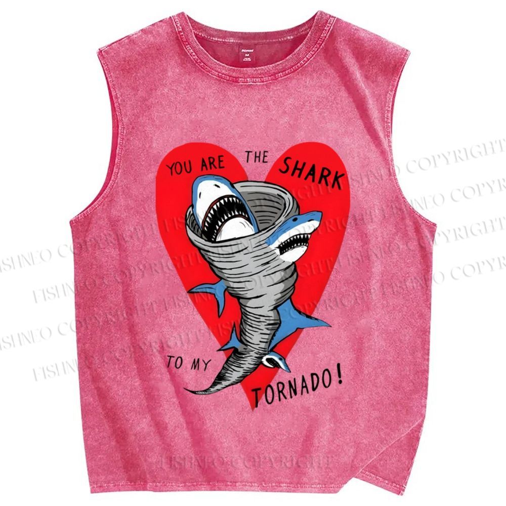 Unisex You Are The Shark To My Tornado Printed Washed Tank Top