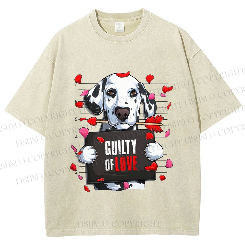 Unisex Poor Dog's Guilty Of Love Printed Washed Tee