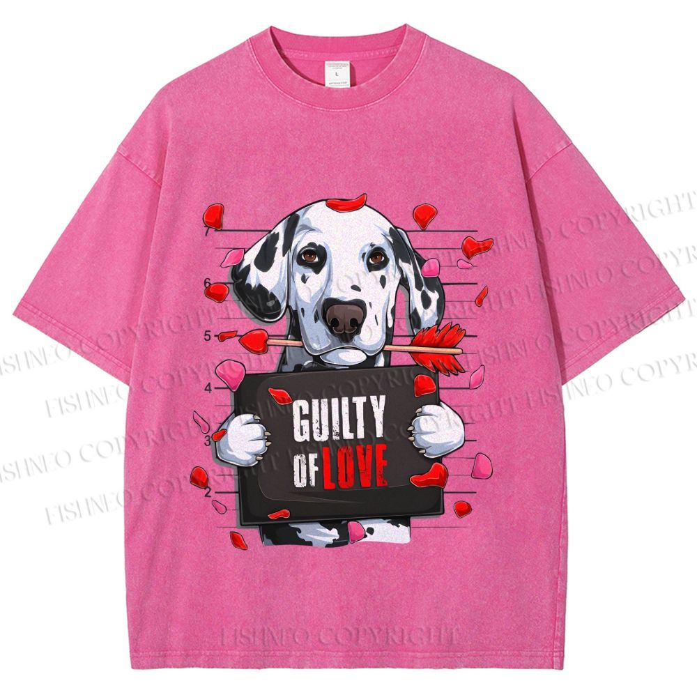Unisex Poor Dog's Guilty Of Love Printed Washed Tee