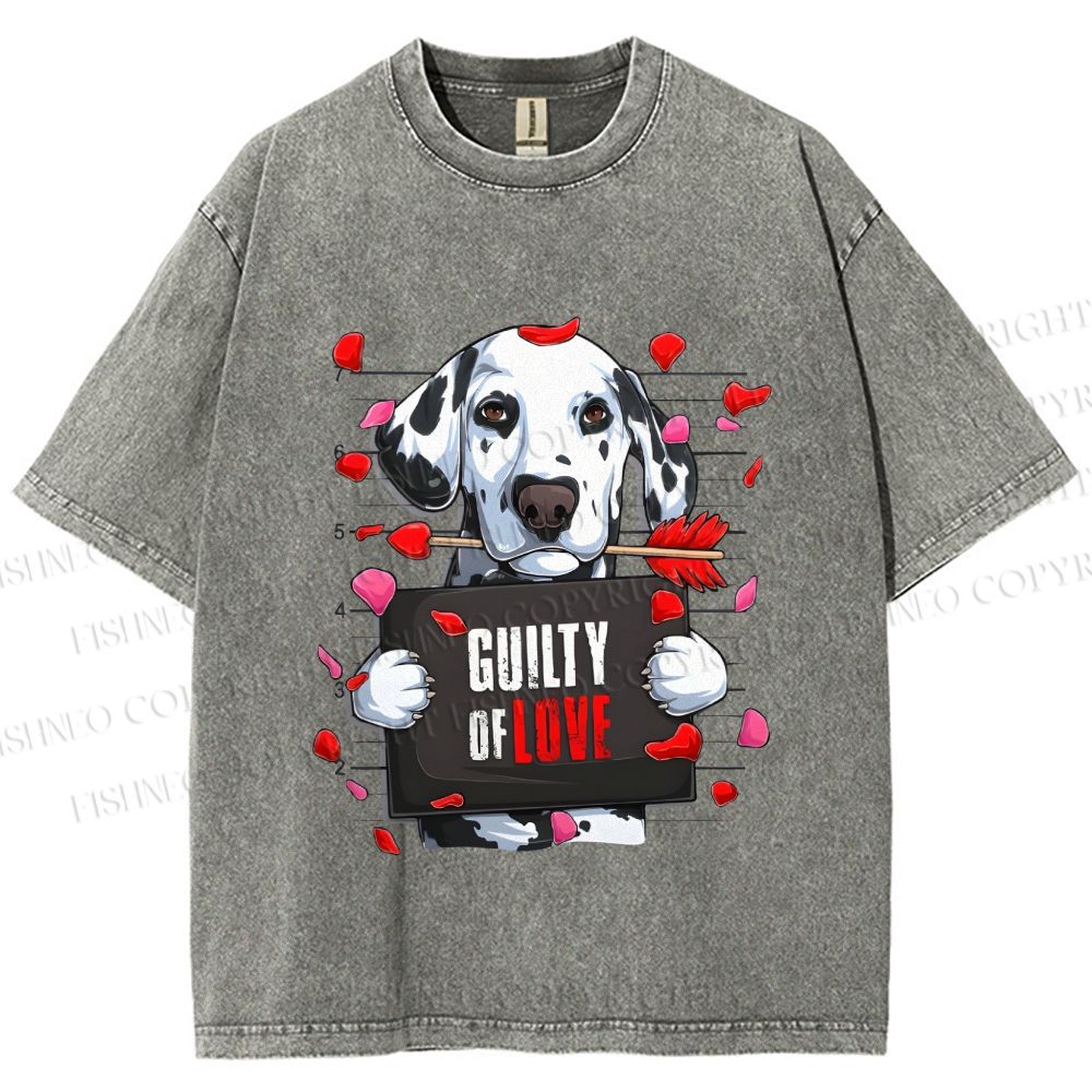 Unisex Poor Dog's Guilty Of Love Printed Washed Tee