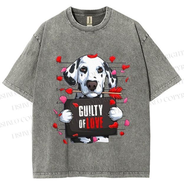 Unisex Poor Dog's Guilty Of Love Printed Washed Tee