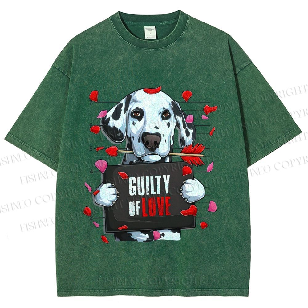 Unisex Poor Dog's Guilty Of Love Printed Washed Tee