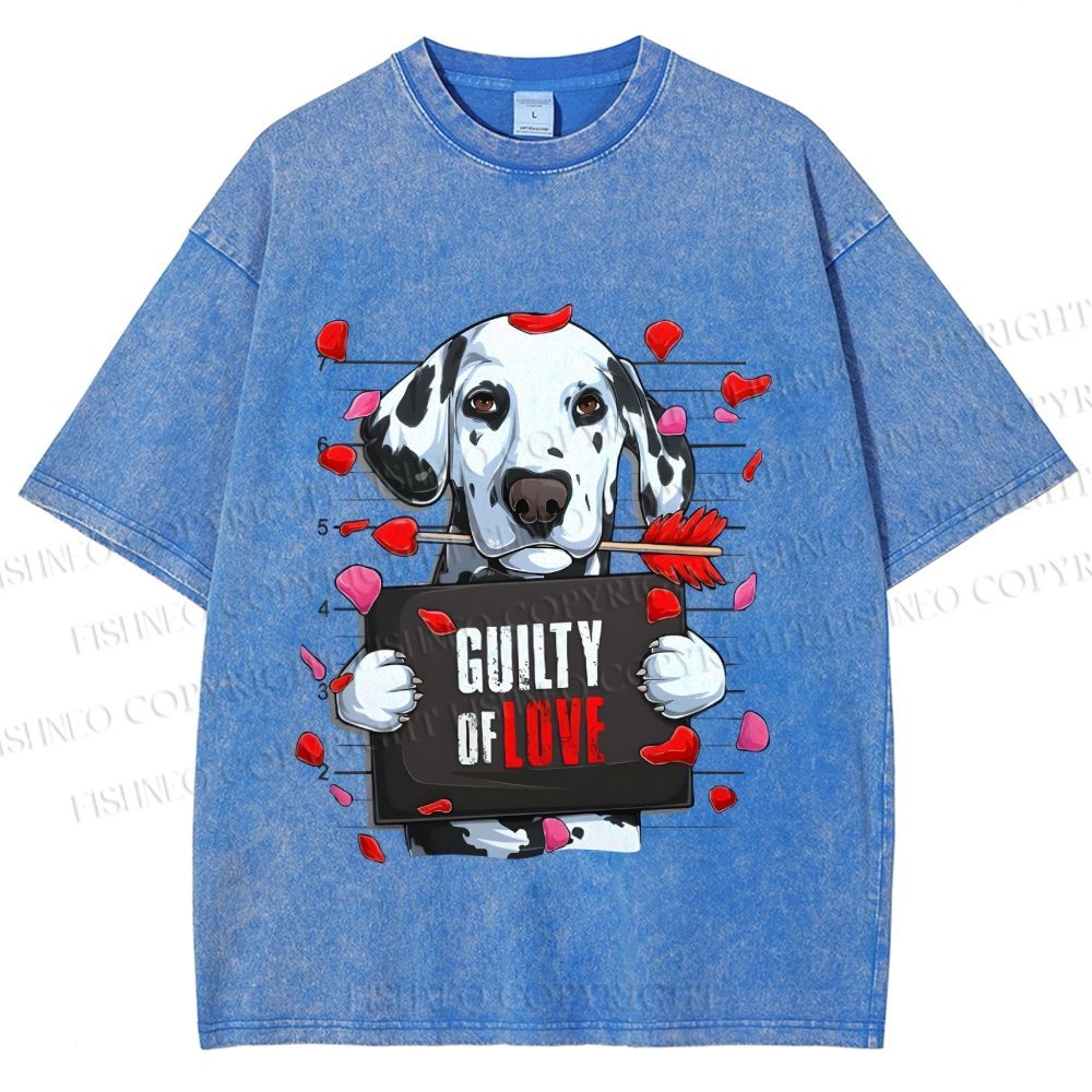 Unisex Poor Dog's Guilty Of Love Printed Washed Tee