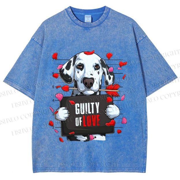 Unisex Poor Dog's Guilty Of Love Printed Washed Tee