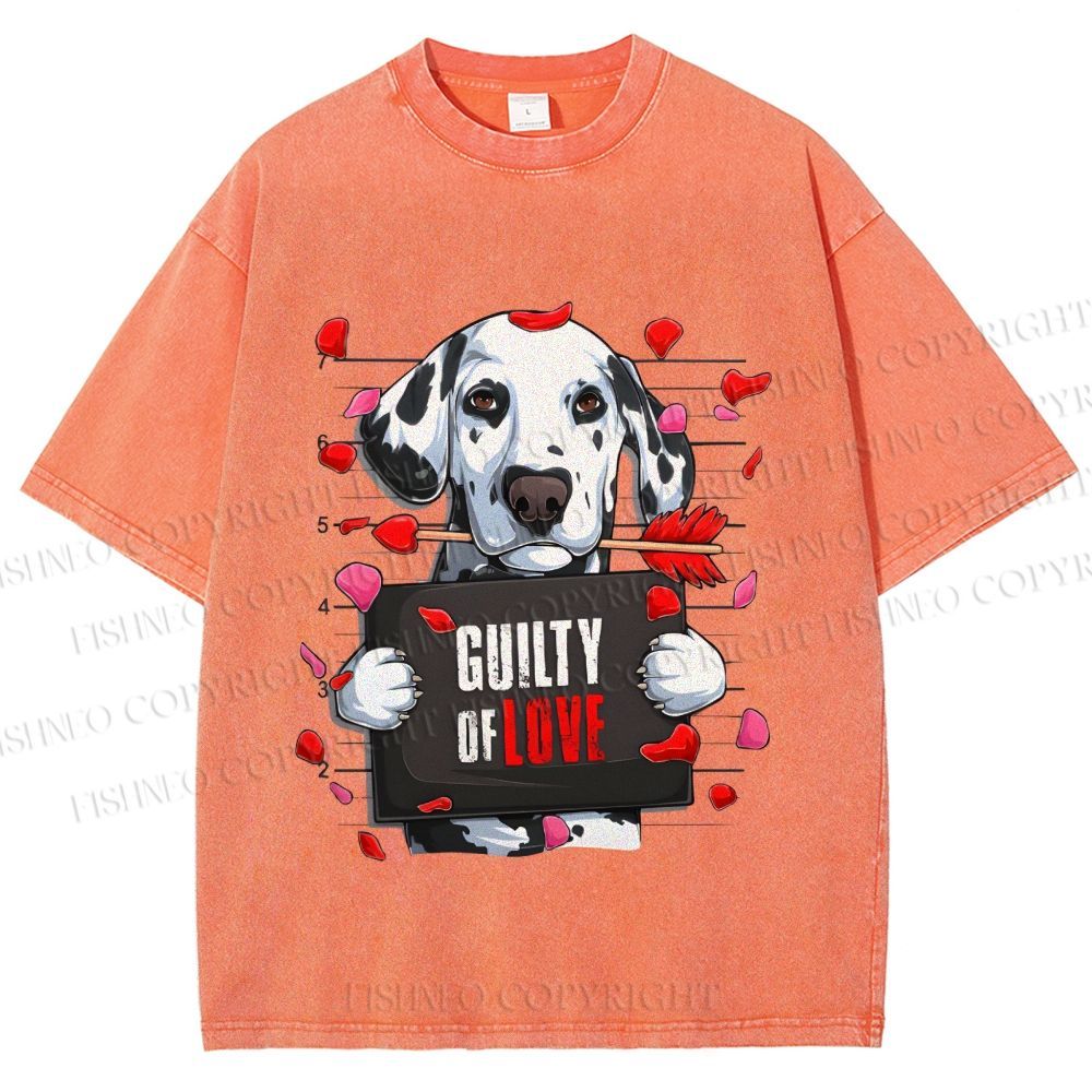 Unisex Poor Dog's Guilty Of Love Printed Washed Tee