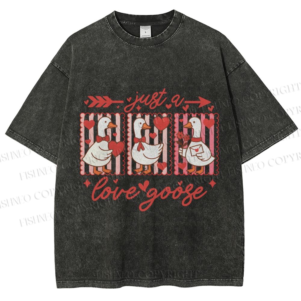 Unisex Just a Love Goose Printed Washed Tee