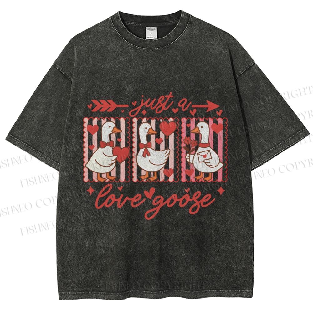 Unisex Just a Love Goose Printed Washed Tee