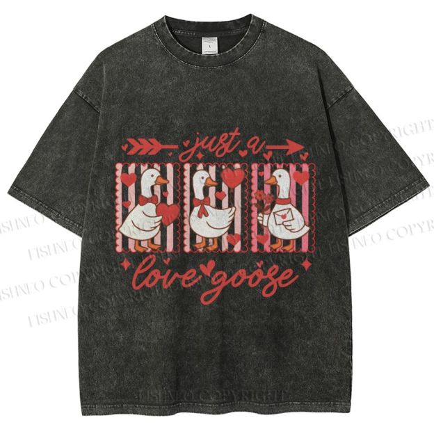Unisex Just a Love Goose Printed Washed Tee