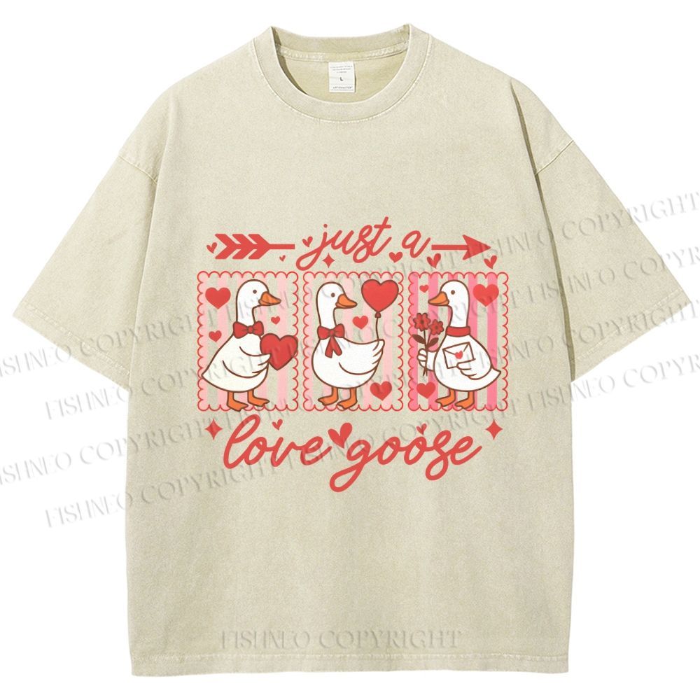 Unisex Just a Love Goose Printed Washed Tee