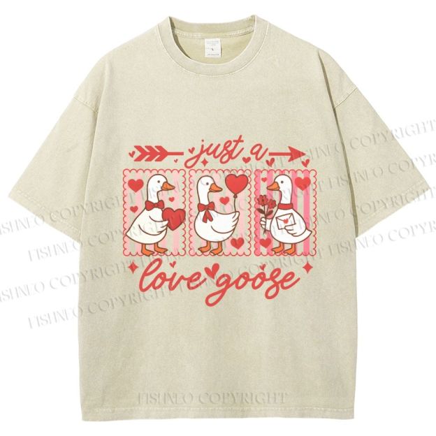 Unisex Just a Love Goose Printed Washed Tee