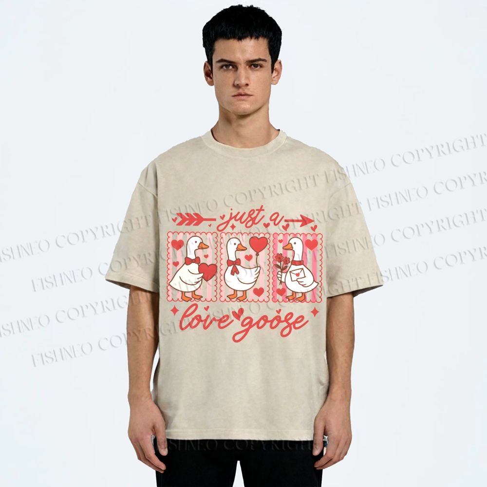 Unisex Just a Love Goose Printed Washed Tee