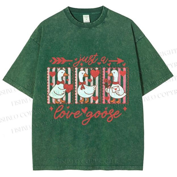 Unisex Just a Love Goose Printed Washed Tee