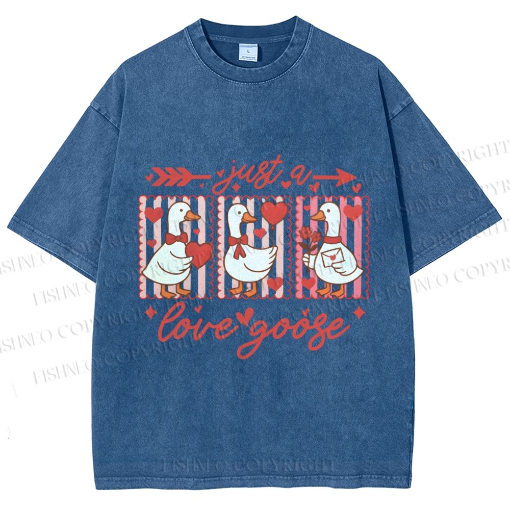 Unisex Just a Love Goose Printed Washed Tee