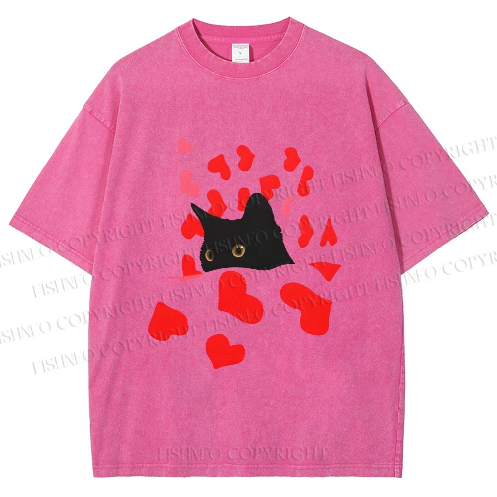 Unisex Love of Cat Printed Washed Tee