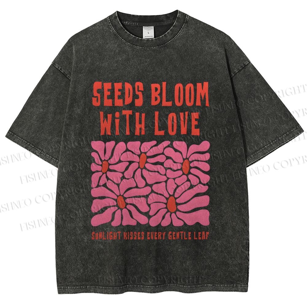 Unisex Seeds Bloom With Love Printed Washed Tee