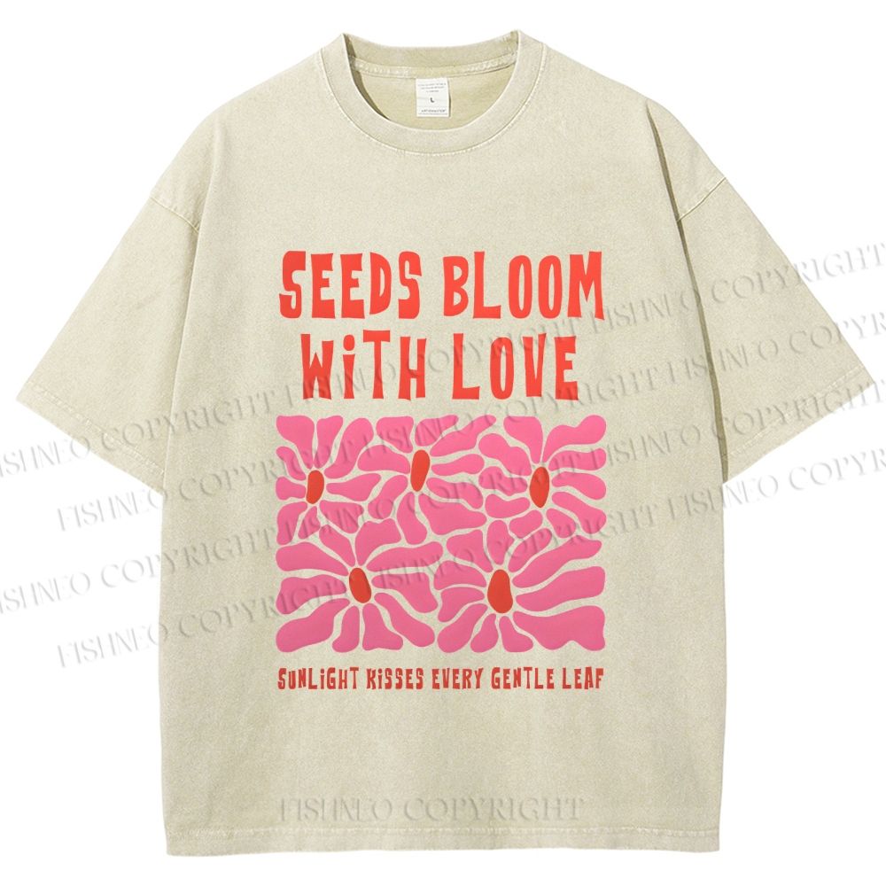 Unisex Seeds Bloom With Love Printed Washed Tee