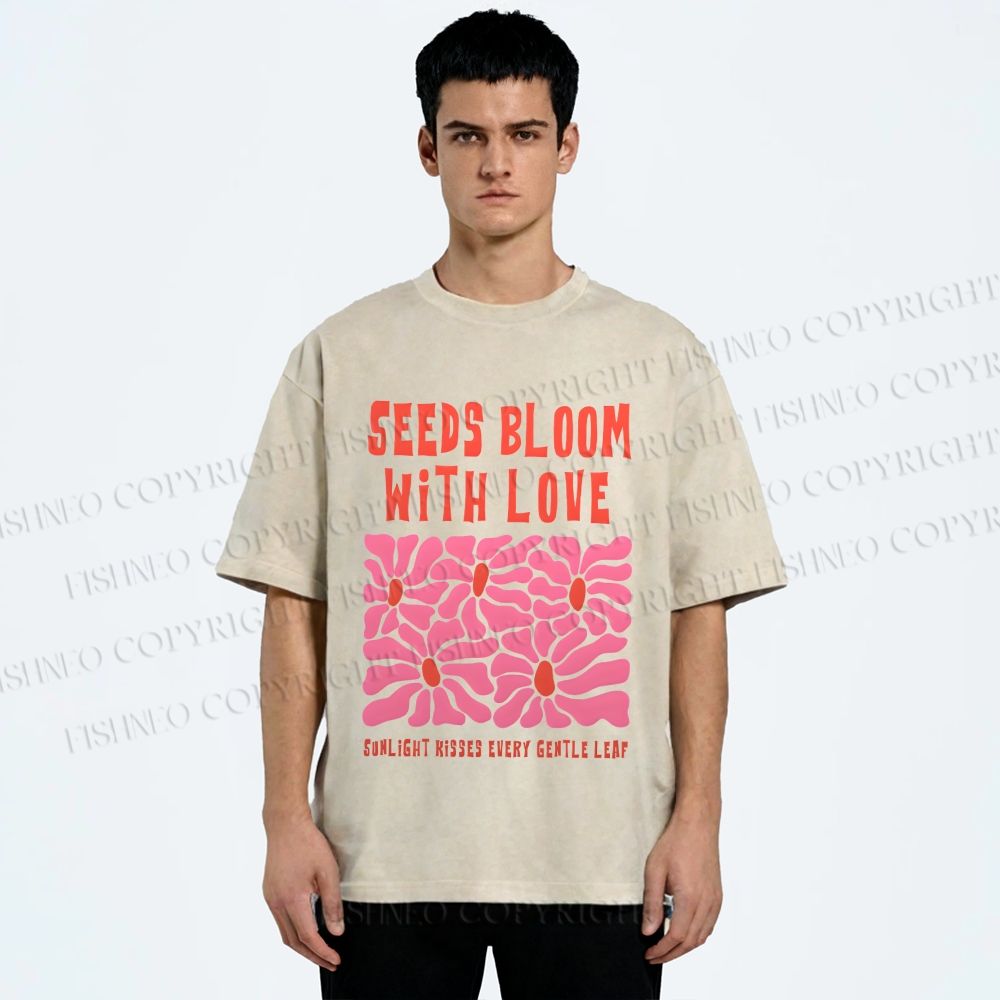 Unisex Seeds Bloom With Love Printed Washed Tee