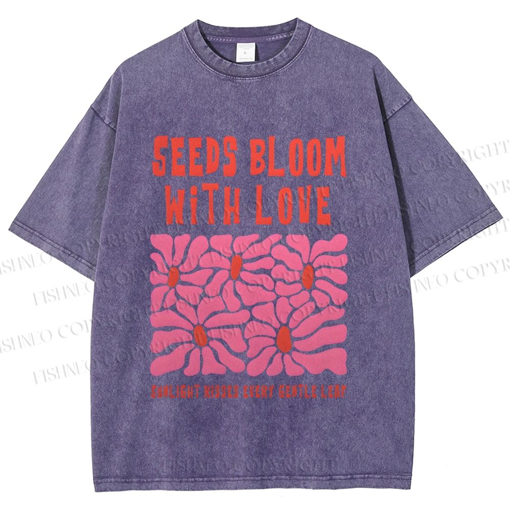 Unisex Seeds Bloom With Love Printed Washed Tee