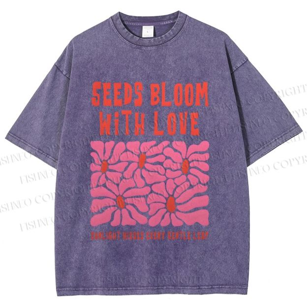 Unisex Seeds Bloom With Love Printed Washed Tee