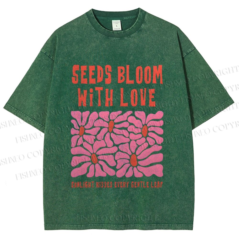 Unisex Seeds Bloom With Love Printed Washed Tee