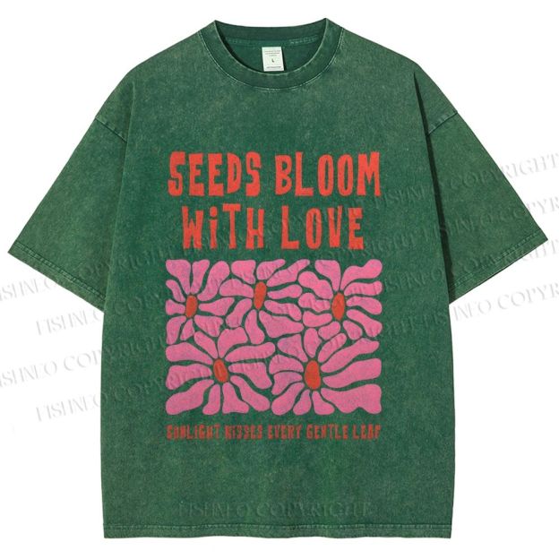 Unisex Seeds Bloom With Love Printed Washed Tee