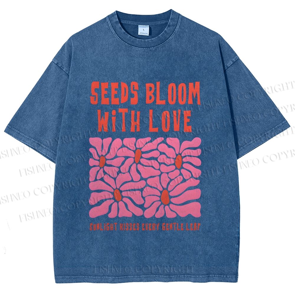 Unisex Seeds Bloom With Love Printed Washed Tee