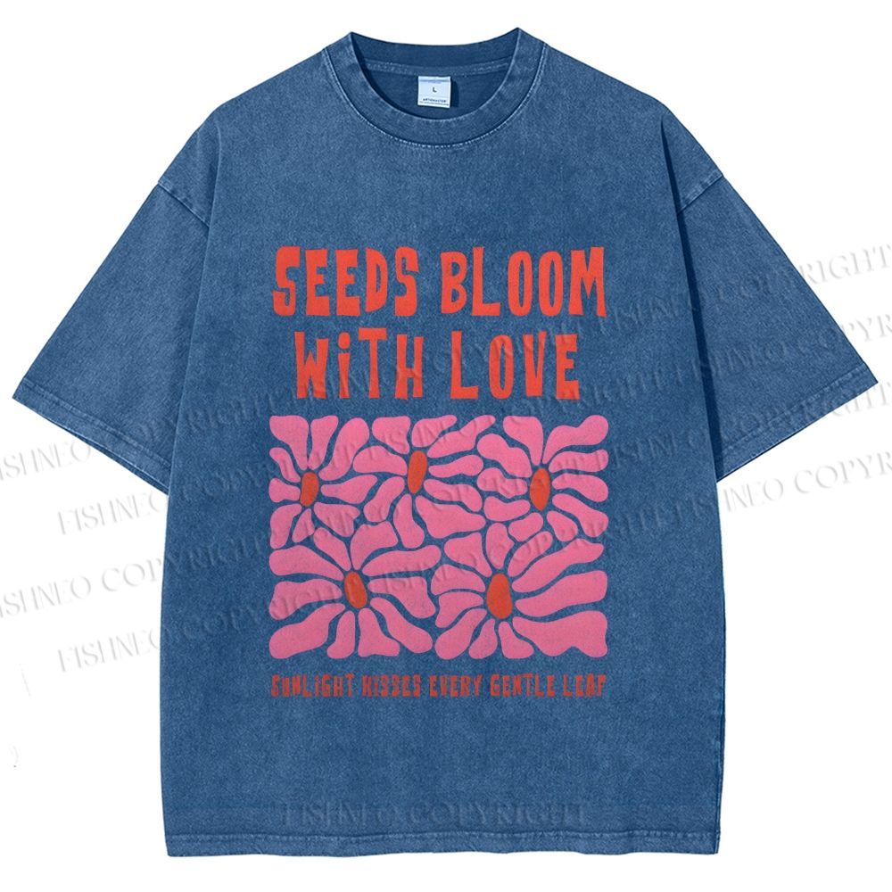 Unisex Seeds Bloom With Love Printed Washed Tee