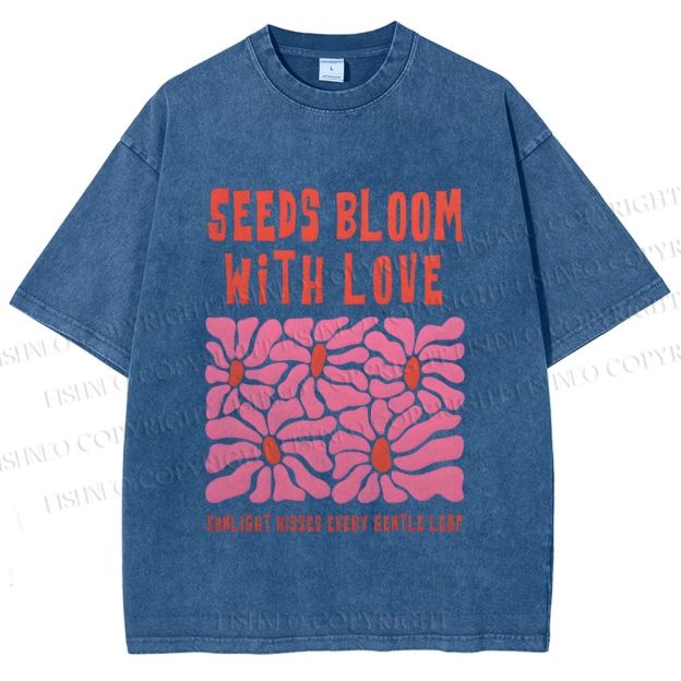 Unisex Seeds Bloom With Love Printed Washed Tee