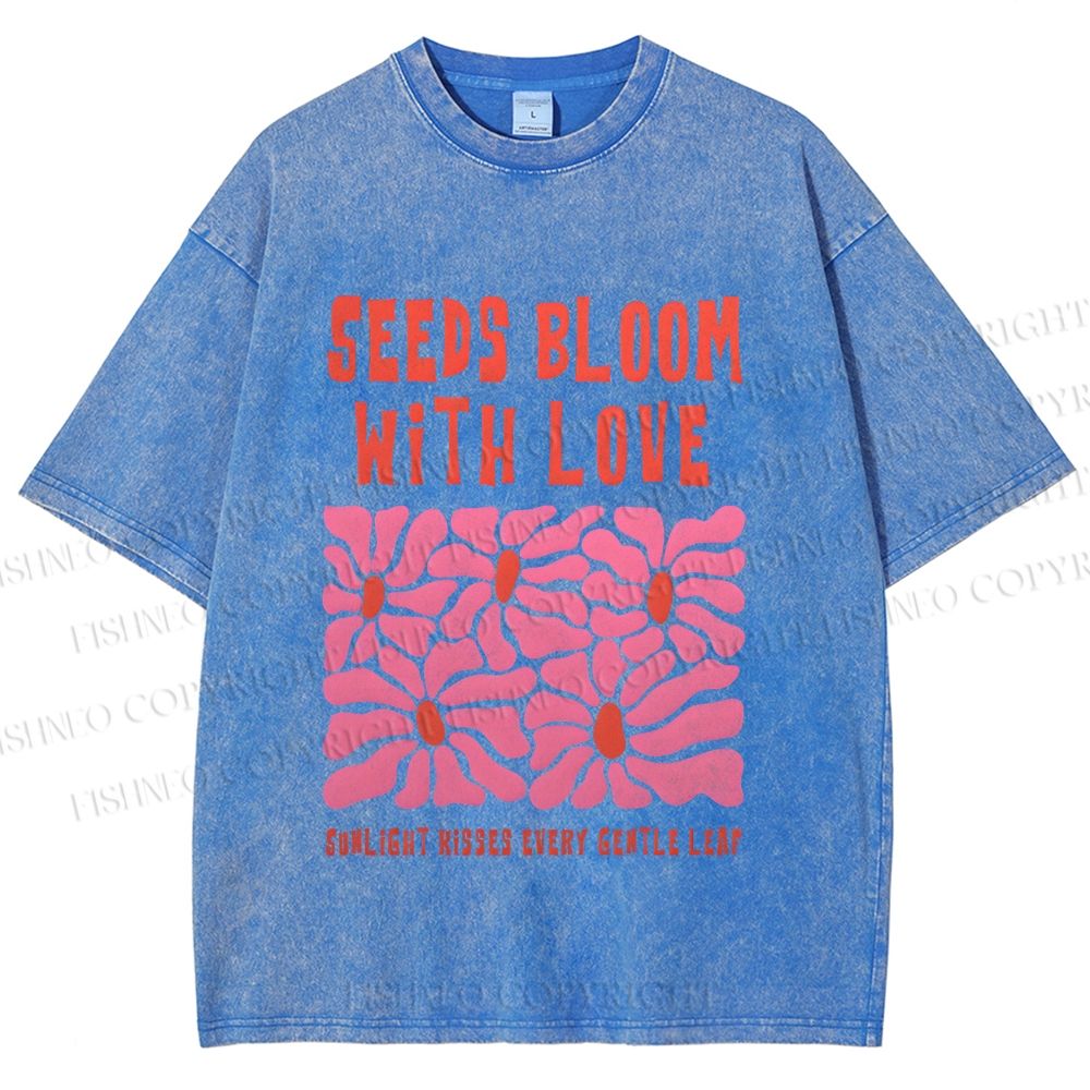 Unisex Seeds Bloom With Love Printed Washed Tee