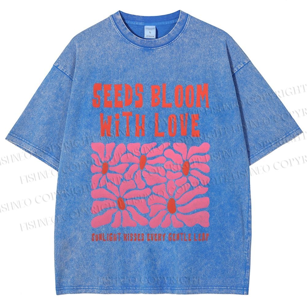 Unisex Seeds Bloom With Love Printed Washed Tee