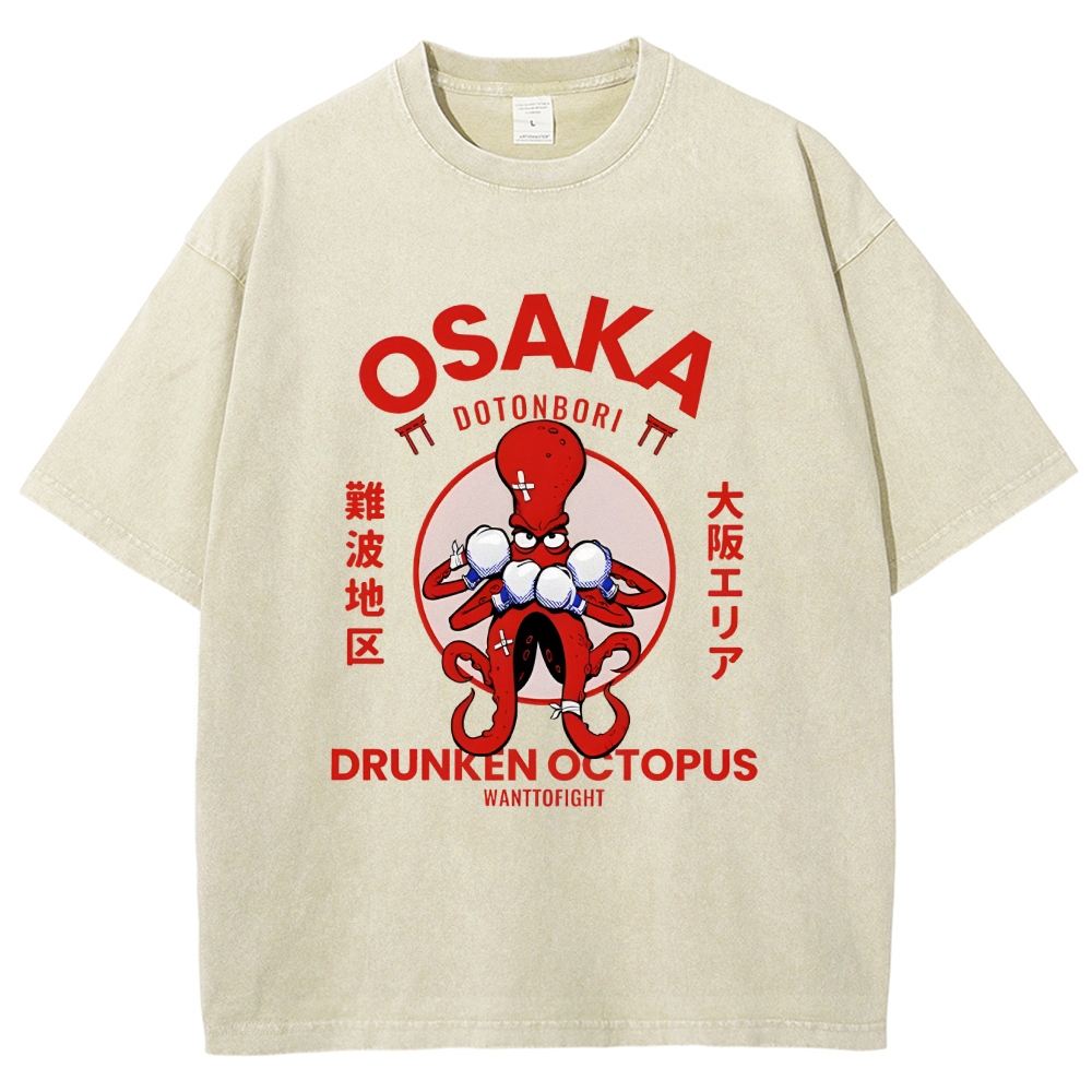 Osaka Octopus Monster Japan Washed T-Shirt