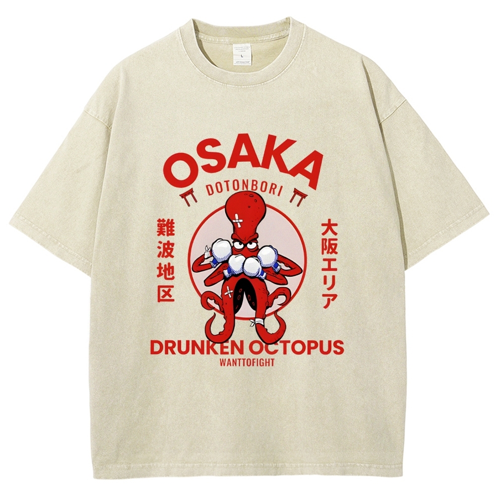 Osaka Octopus Monster Japan Washed T-Shirt