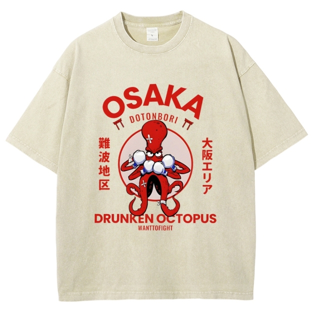 Osaka Octopus Monster Japan Washed T-Shirt