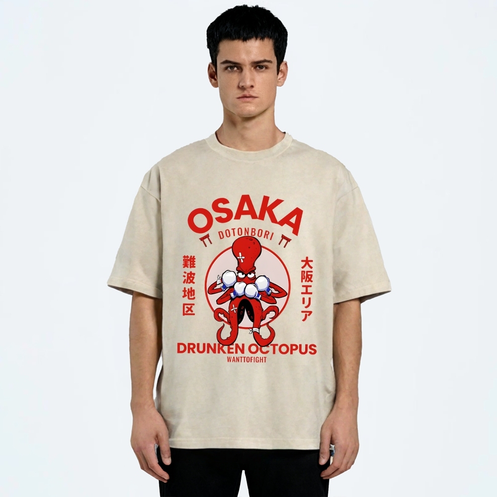 Osaka Octopus Monster Japan Washed T-Shirt