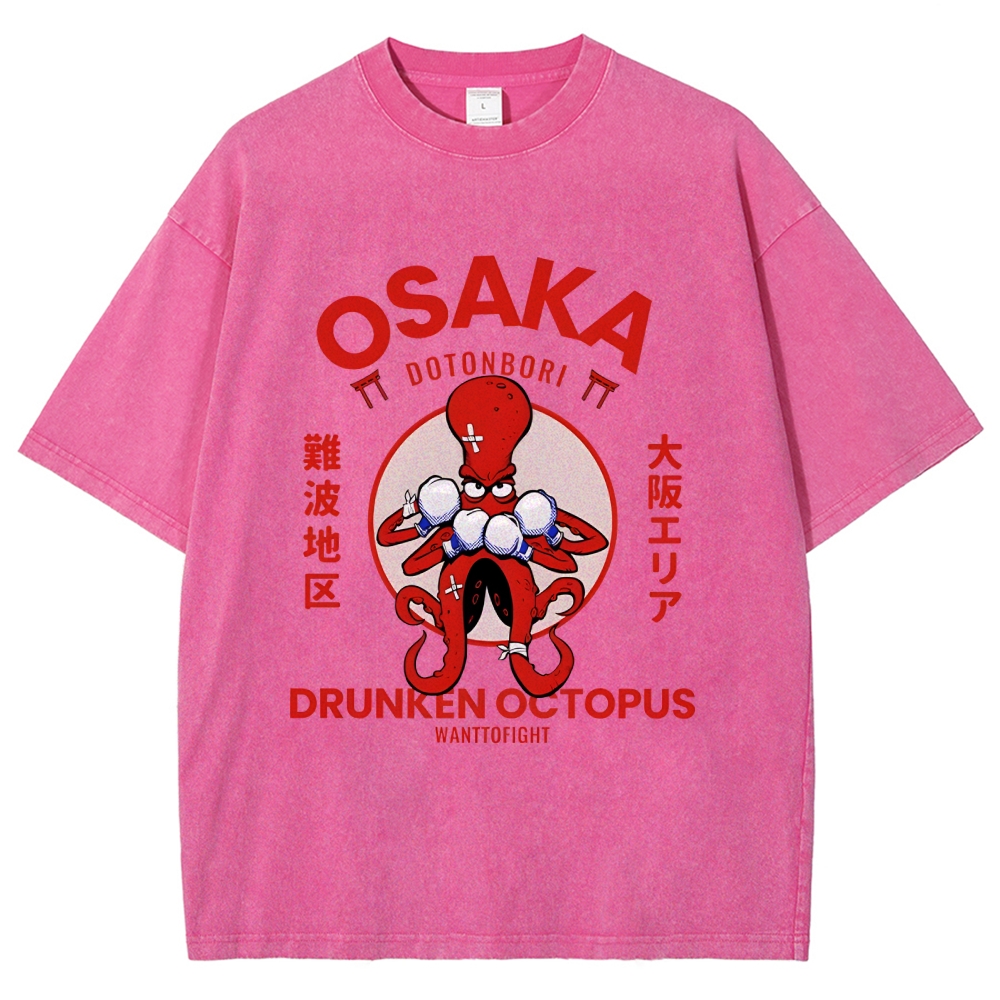 Osaka Octopus Monster Japan Washed T-Shirt