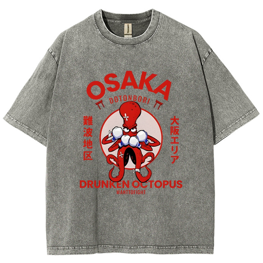 Osaka Octopus Monster Japan Washed T-Shirt