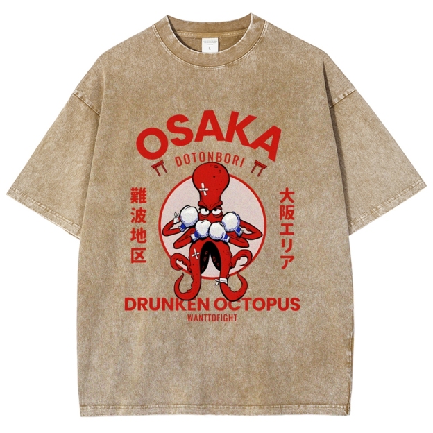 Osaka Octopus Monster Japan Washed T-Shirt