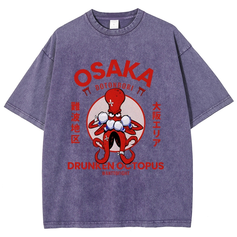 Osaka Octopus Monster Japan Washed T-Shirt